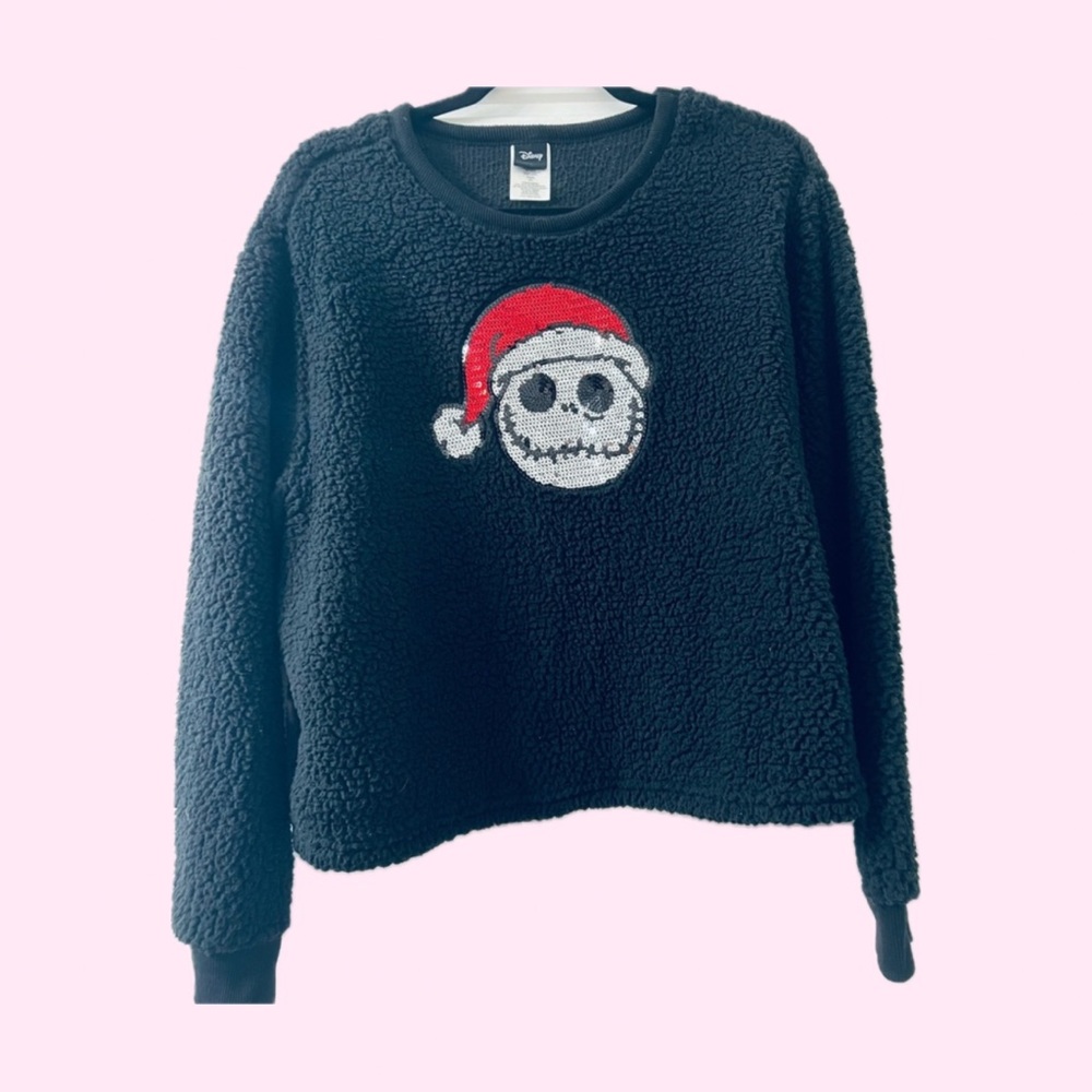 Jack Skellington Cropped Fuzzy Sweater